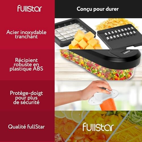 Ustensile de cuisine Fullstar avec accessoires et légumes.