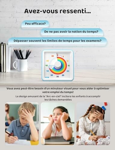 Affiche d'un minuteur visuel pour optimiser le temps.
